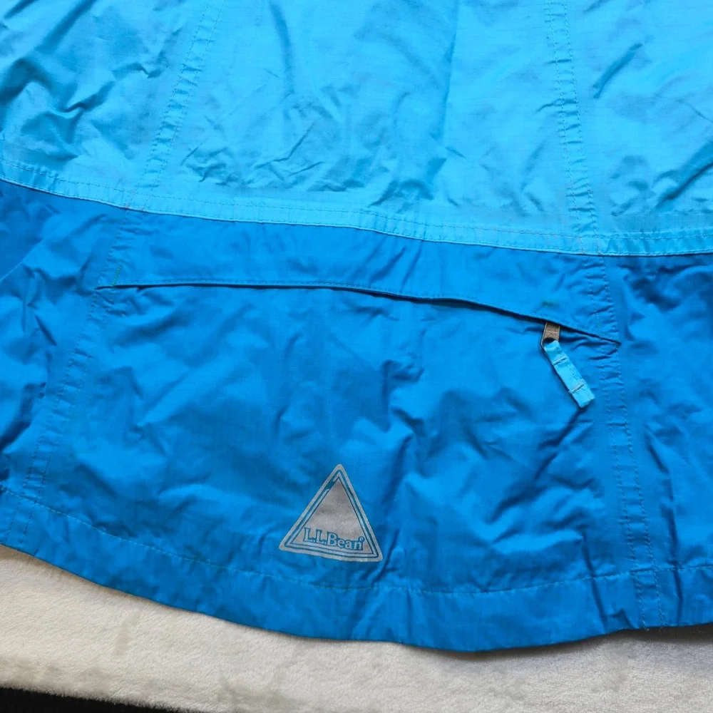 L.L.Bean Rain Jacket Kids Medium 10-12 Blue Lightweight Hooded Zip‎ Up